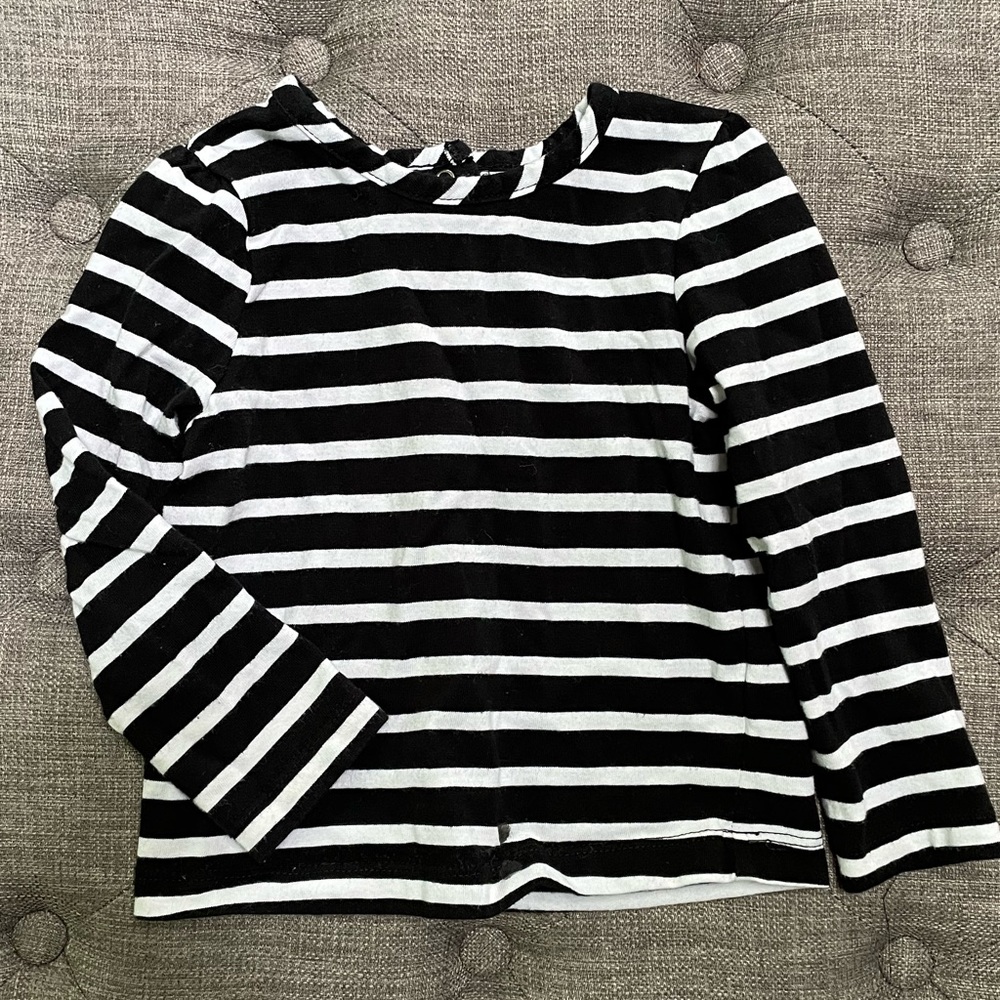 Little Me Black White Striped Long Sleeve Unisex Shirt Top Baby Toddler 24M